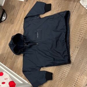 Men's Dark Blue Hooded Windbreaker